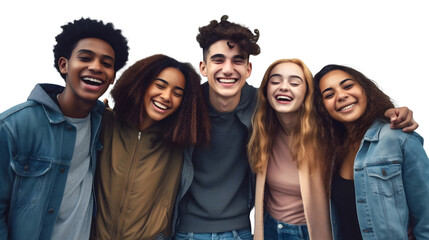 a group of young diverse people smiling together - obrazy, fototapety, plakaty