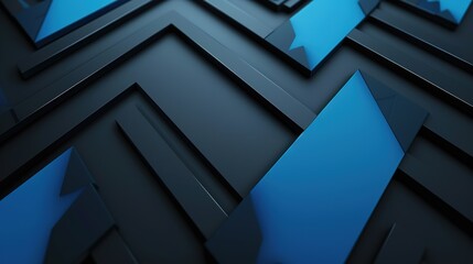 Obraz premium An intricate design of three-dimensional blue geometric shapes with a sleek, modern aesthetic for use in creative projects.