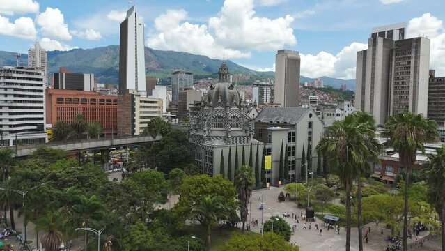 Palace of Culture Tourist Attraction Building in Medellin, Columbia, Aerial