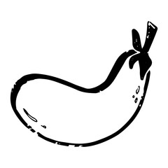 Eggplant. Line art, doodle, texture outline. Hand drawing. Vector element.