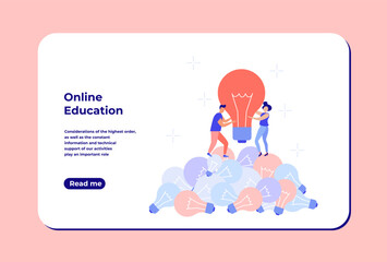 Business concept - teamwork, brainstorming, finding new ideas for solutions. People find a crazy idea.Vector illustration of a landing page template.