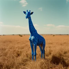 Gordijnen Blue giraffe in the Savanna  © Maitre Pictures