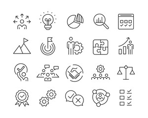 Management Icons - Vector Line. Editable Stroke.