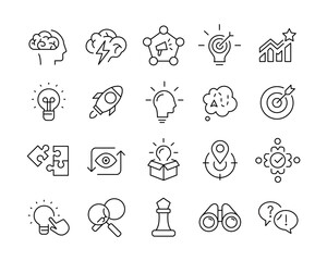 Creative Business Solution Icons - Vector Line. Editable Stroke.
