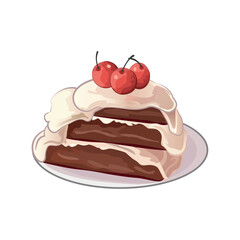 Cake of colorful set. Delightful piece of sweet cake in this charming cartoon design illustration set against a clean white background. Vector illustration.
