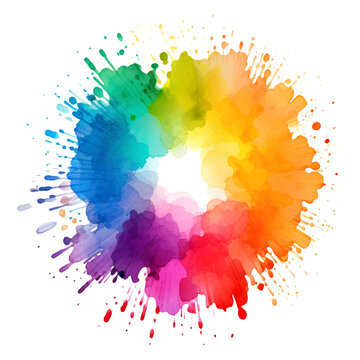 colorful watercolor splashes isolated on transparent background Remove png, Clipping Path, pen tool, white