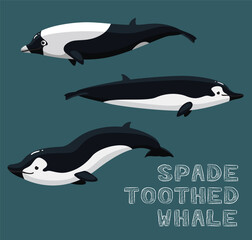 Spade-Toothed Whale Cartoon Vector Illustration