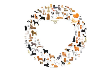 Heart Dog Lover Set Vector Illustration