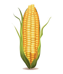 Corn of colorful set. This lively vegetable corn is designed in a fun and playful cartoon style on a white background. Vector illustration.
