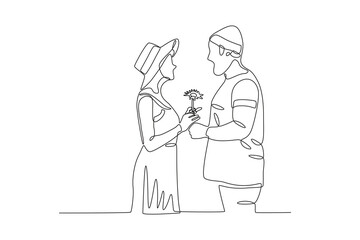 A woman was given flowers while on holiday