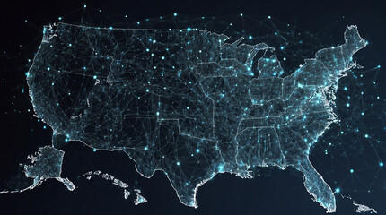 USA Map digital technology concept, background.  - obrazy, fototapety, plakaty