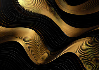 a gold and black background, in the style of rhythmic linear patterns