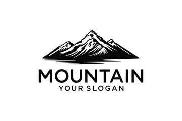 Mountain peak logo design.outdoor hiking adventure. Vintage retro Mountain logo emblem. Adventure retro vector illustration.