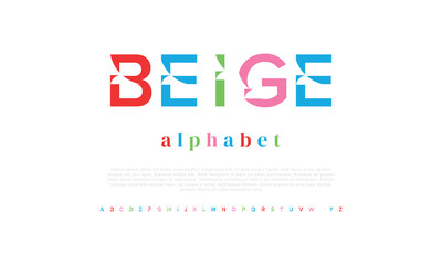 Beige Vector stylish sans serif font, uppercase letter set, alphabet, typography