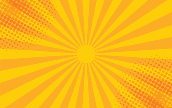 Pop art yellow comic background vector template