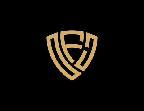OFJ creative letter shield logo design vector icon illustration