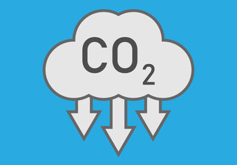 Nube de contaminación de dióxido de carbono en fondo azul.