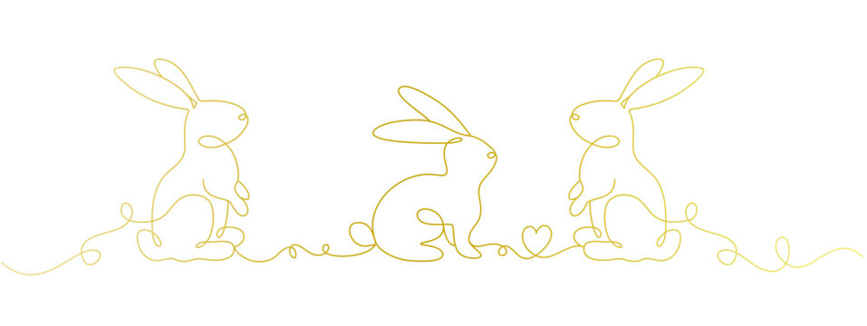 rabbit vector design, gold color, line art style, for Easter	_3