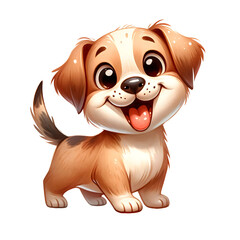 Cute Funny Dog. Watercolor Illustration Clipart.