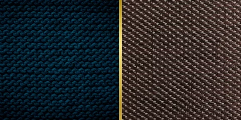 Fotobehang Black background with checkered pattern, closeup. Structure of the fabric macro. © Aanand