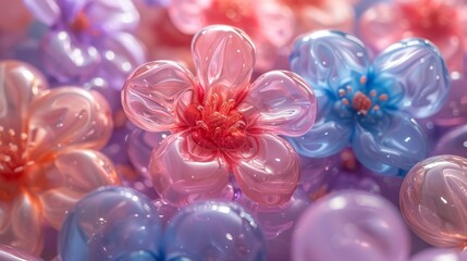 Colorful flower balloons, AI generated 