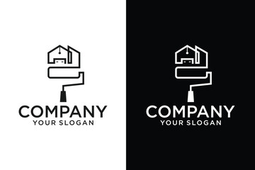house paint logo design vector, House Paint Logo Design Concept Vector, House Painting Service Coloring Logo Design