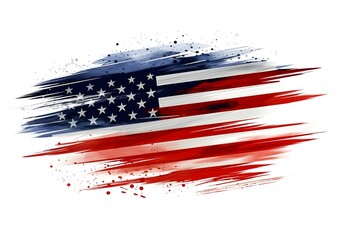 an american flag painted on a white background, in the style of hand-drawn, american 
