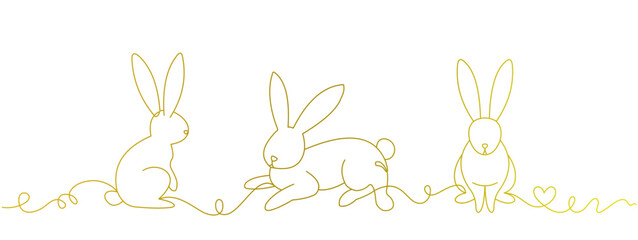 abbit vector design, gold color, line art style, for Easter ,eps _4
