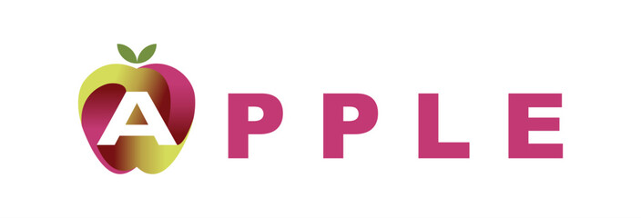 The logo is an illustration of an apple. Three-dimensional