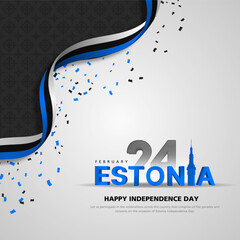 Happy Estonia Independence Day February 24th Celebration Vector Design Illustration. Template for Poster, Banner, Advertising, Greeting Card or Print Design Element - obrazy, fototapety, plakaty