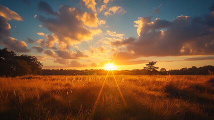 Fototapeta na wymiar Sunset over Hoorneboegse Heide