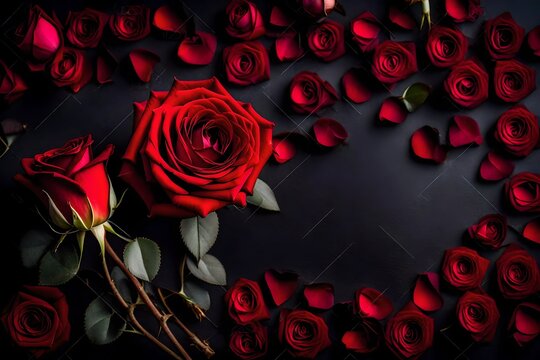 Explore the language of love through a captivating stock photo, showcasing the beauty of a red rose background in a romantic setting.