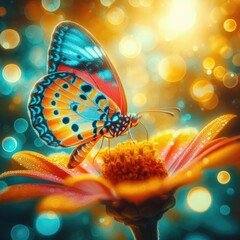 Beautiful bright butterfly background generative AI