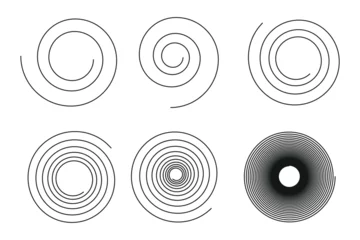 Gordijnen Black spirals on white background set © byMechul