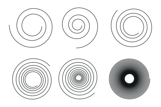 Black spirals on white background set