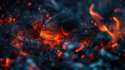 Fototapeta na wymiar The eternal beauty of glowing embers against a backdrop of profound darkness