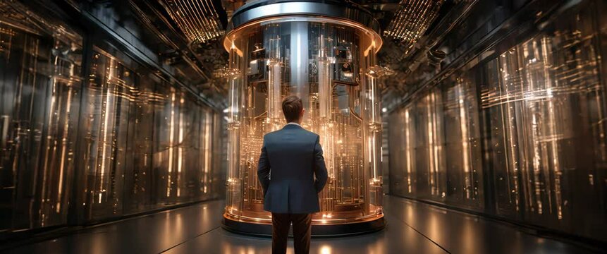 Envisioning the Quantum Leap: A Glimpse into Advanced Computing, with Copy Space, Panorama, AI Generated