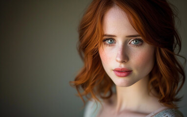 Naklejka premium Close-Up Portrait of Woman With Red Hair