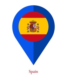 Flag Of Spain, Spain flag, National flag of Spain. map pin flag of Spain.