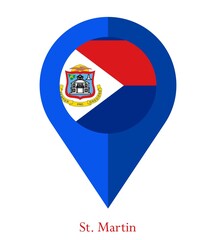 Flag Of Sint Maarten, Sint Maarten flag, National flag of Sint Maarten. map pin flag of Sint Maarten.