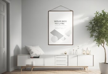 Poster frame in living room mockup