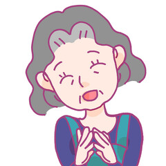 喜んでいるシニア女性のイラスト