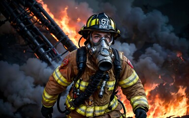 Fototapeta premium Guardians of the Flame The Courageous Role of Firefighters in Emergency Response and Safety ai generated