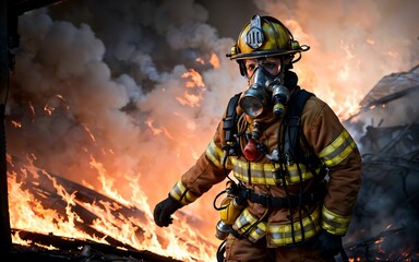 Fototapeta premium Guardians of the Flame The Courageous Role of Firefighters in Emergency Response and Safety ai generated