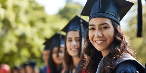 Group of Young Women in Graduation Gowns