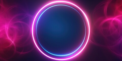 Circle of Neon Lights on Black Background