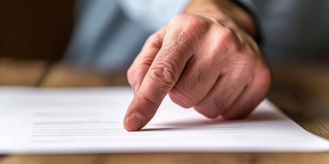 Obraz premium Man Pointing at Paper