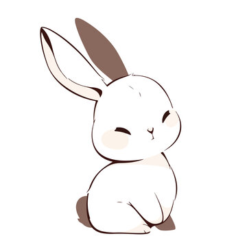 A Simple Tattoo of a Cute Bunny - 2D Flat Vector Style