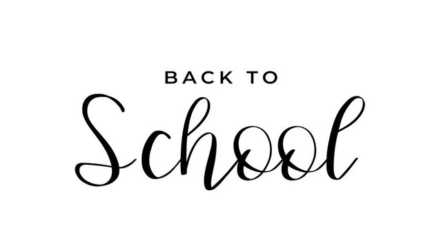 Back to School Animation on White and Black Background. Great for Back to School Celebrations, lettering with alpha or transparent background, for banner, social media feed wallpaper stories
