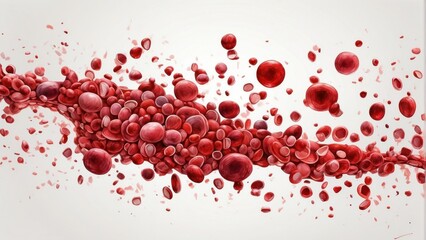blood cells wave on white background.  generative, ai. - obrazy, fototapety, plakaty